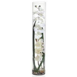 Faux Orchid In Glass Vase