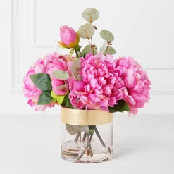 Peonies With Gold Strip Vase 11 Peonies With Gold Strip Vase -Upholstery Shop webimage 207999717