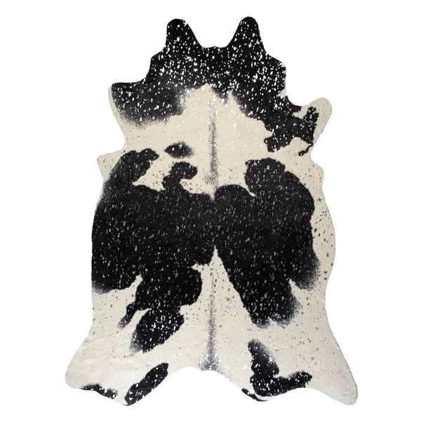 Metallic Faux Cowhide Rug - Black/Silver 3 Metallic Faux Cowhide Rug - Black/Silver