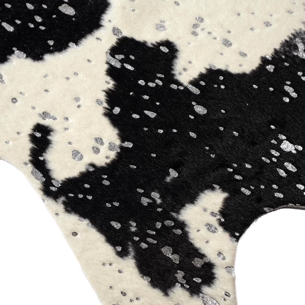 Metallic Faux Cowhide Rug - Black/Silver 4 Metallic Faux Cowhide Rug - Black/Silver - Image 2